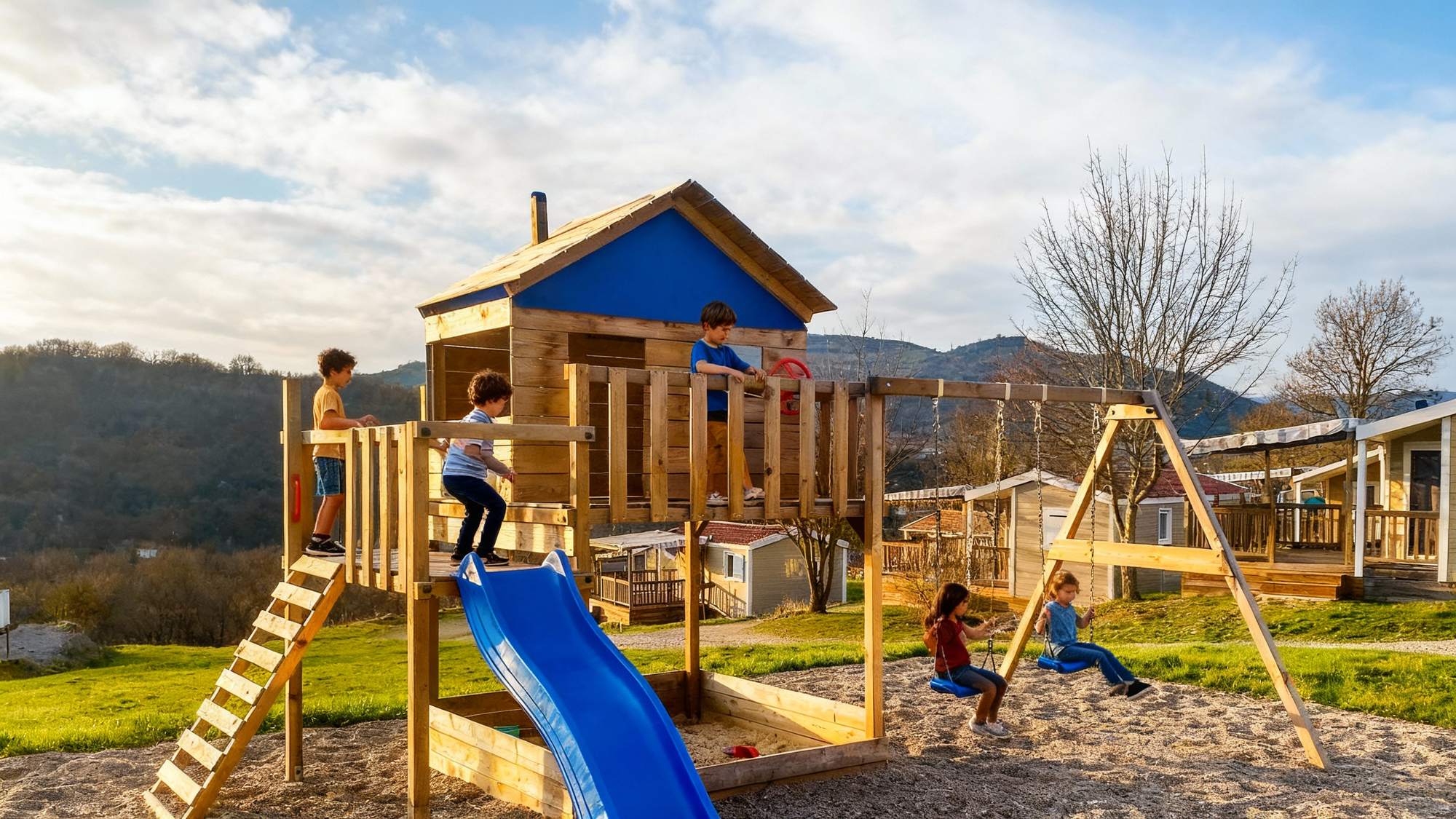 Enfants sur l'aire de jeux Village de Chalets Val St Georges